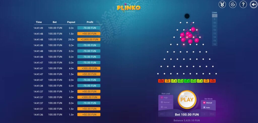 Plinko game